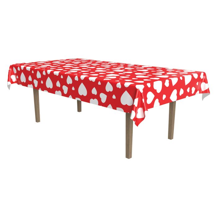 Heart Plastic Table Cover 54" x 108"