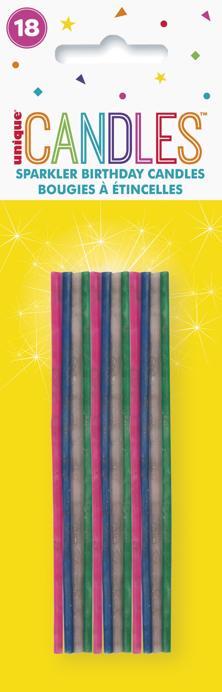 Assorted Color Sparkling Birthday Candles 18ct