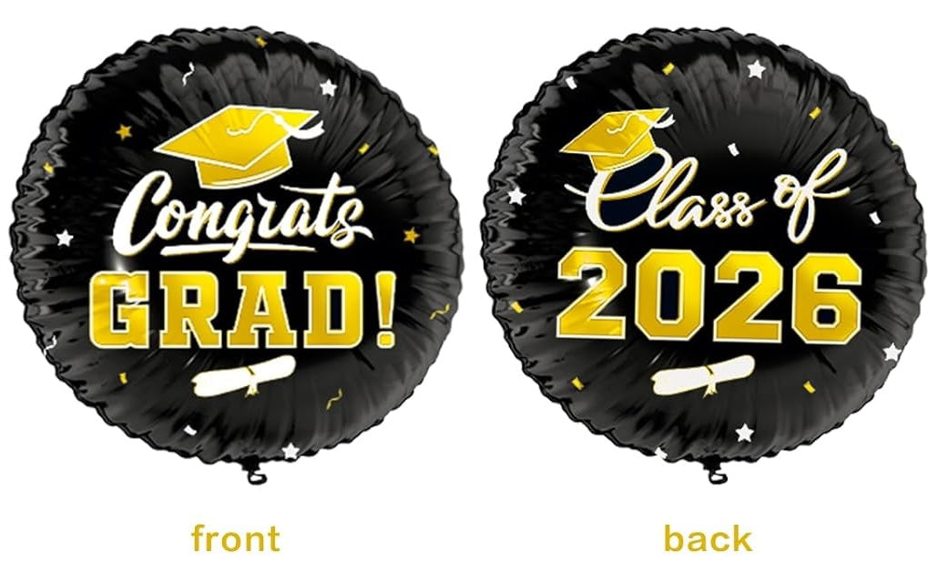 S06 Black & Gold Grad 2026 18in Balloon