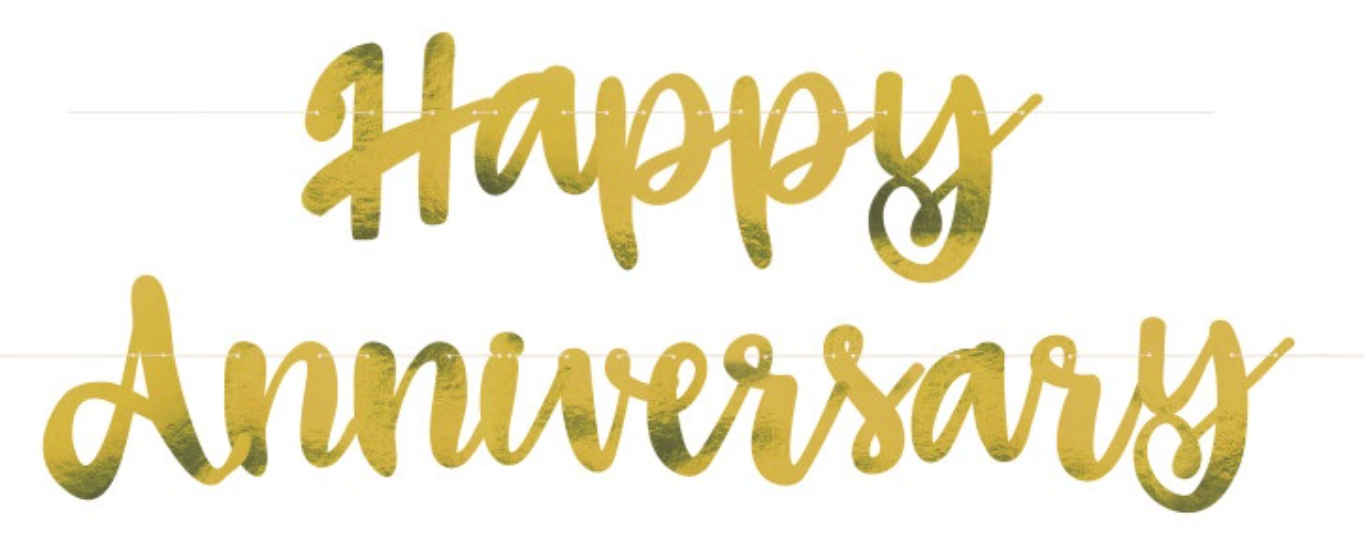 Gold Script Foil Happy Anniversary Banner