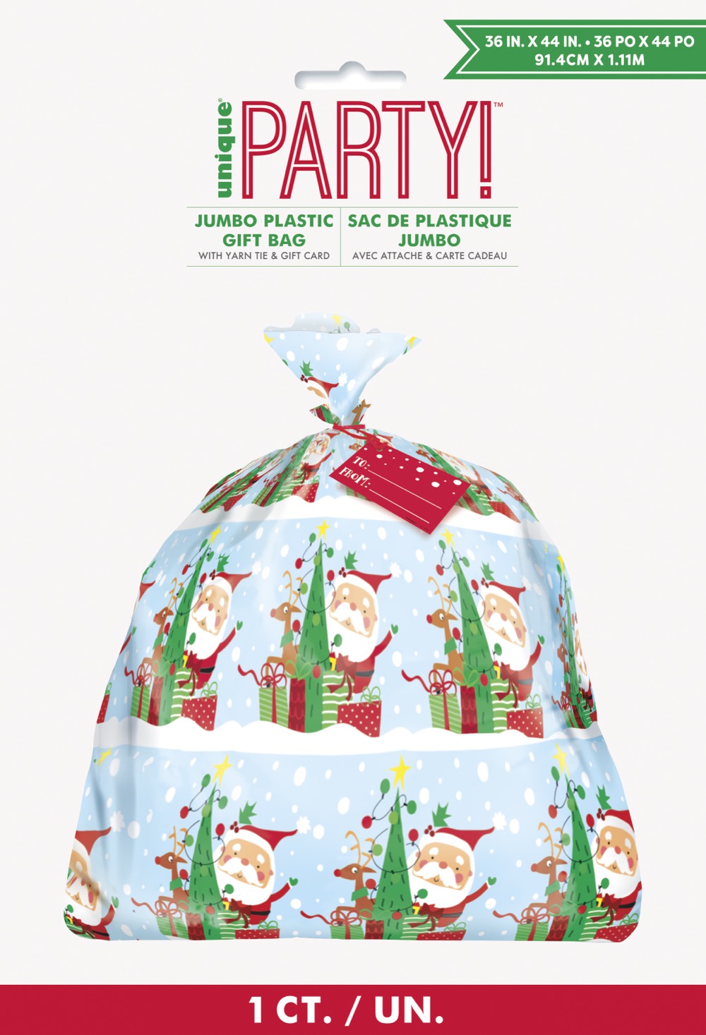 Colorful Santa Jumbo Cellophane Gift Bag 36" x 44"