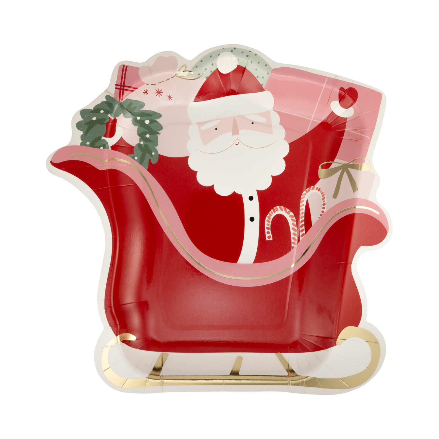 Santa's Sleigh Shaped Paper Plates 8ct