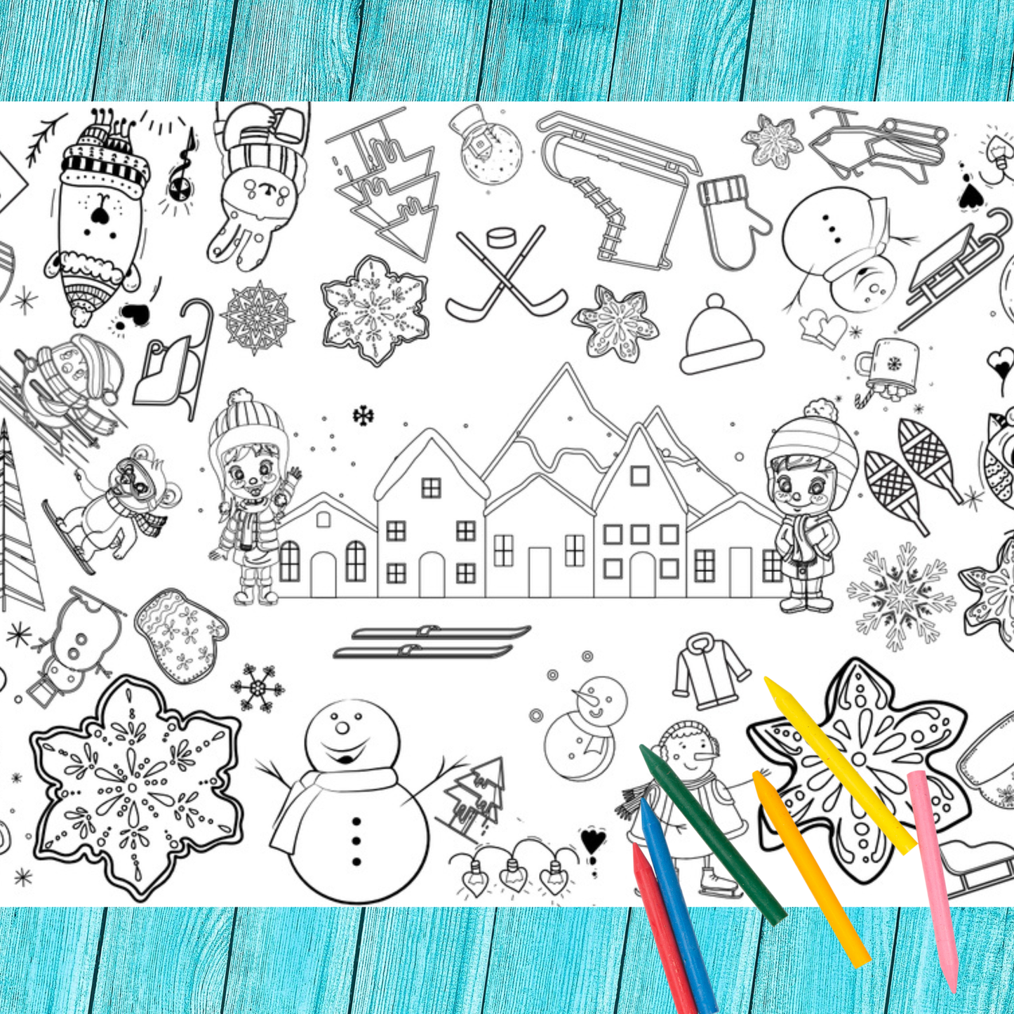 Winter Wonderland Coloring Tablelc | Winter Onederland Party