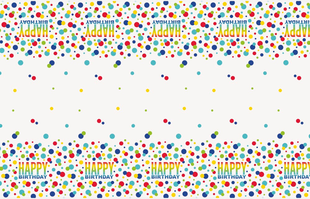 Rainbow Spots Birthday Rectangular Plastic Table Cover 54in x 84in