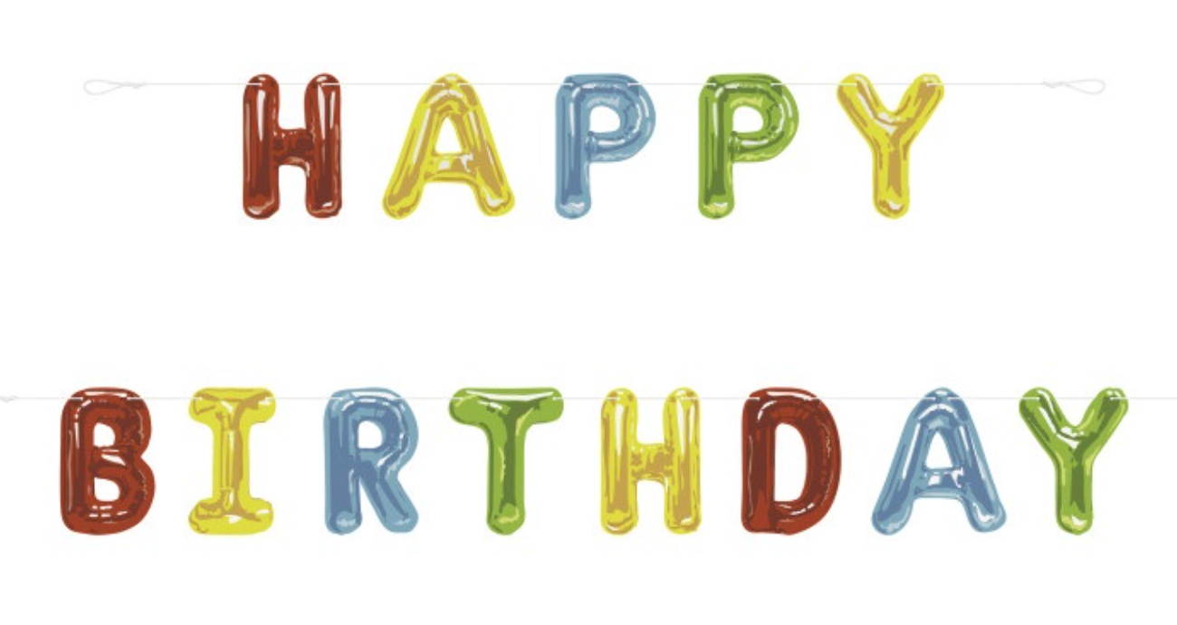 Happy Balloon Birthday Paper Letter Banner 9ft 2pc