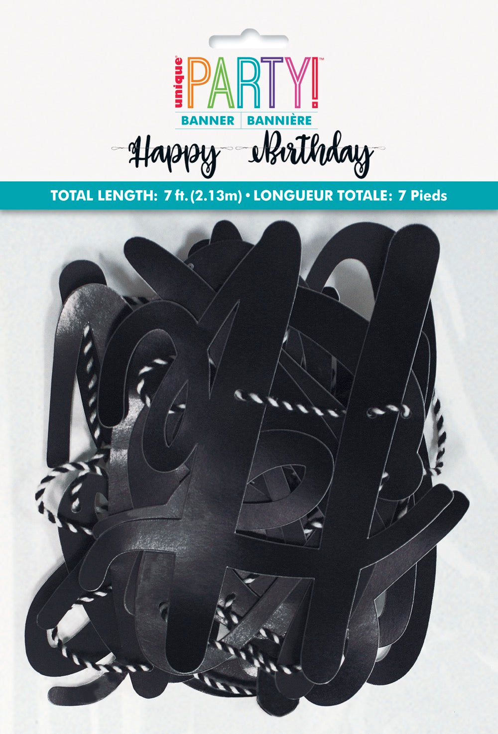 Black Script Happy Birthday Banner 7ft
