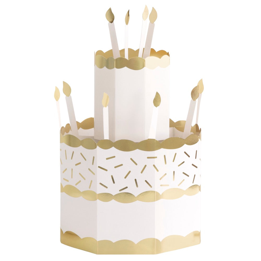 Cake Shaped Pop-Up Centerpiece with Gold Foil Trim