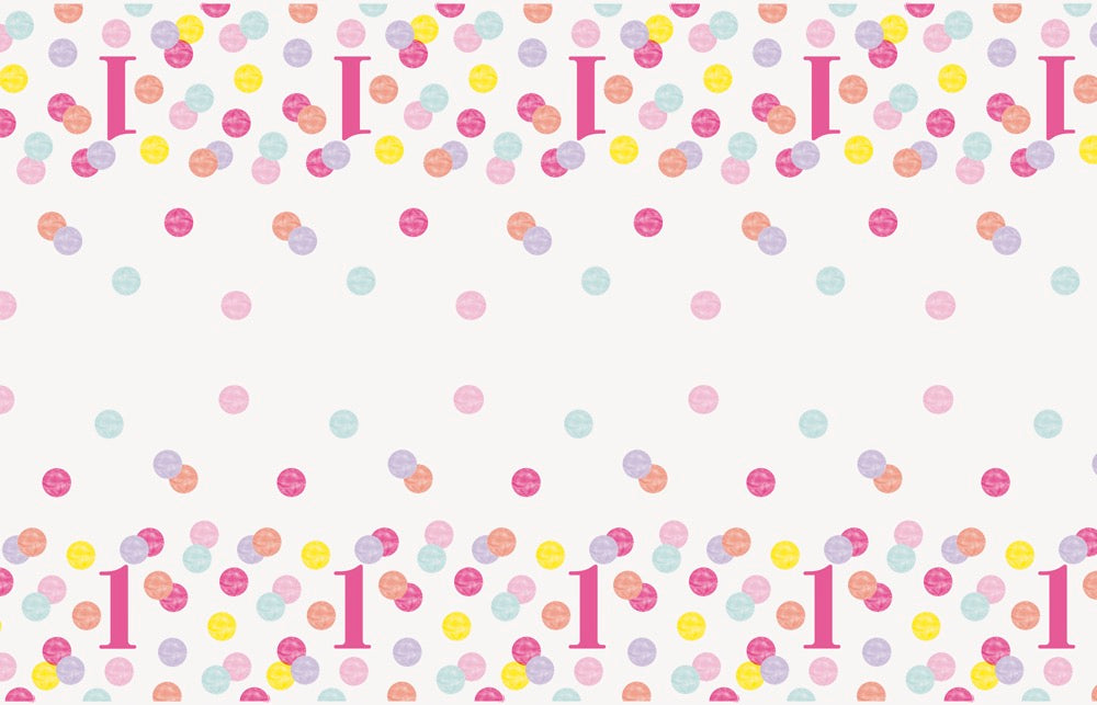 Pink Dots 1st Birthday Rectangular Plastic Table Cover 54in x 84in