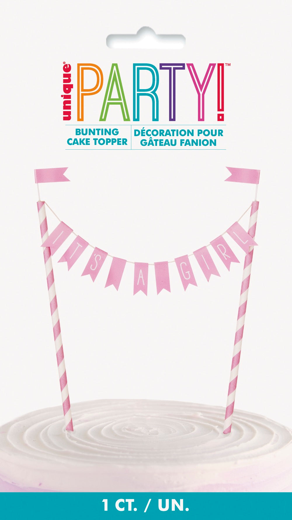 It's a Girl Baby Shower Bunting Cake Topper