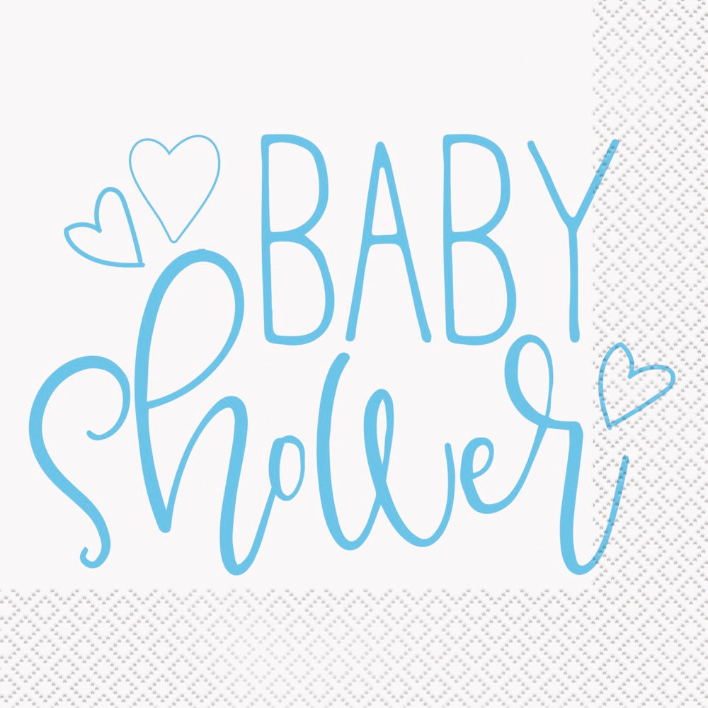 Blue Hearts Baby Shower Lunch Napkins 16ct