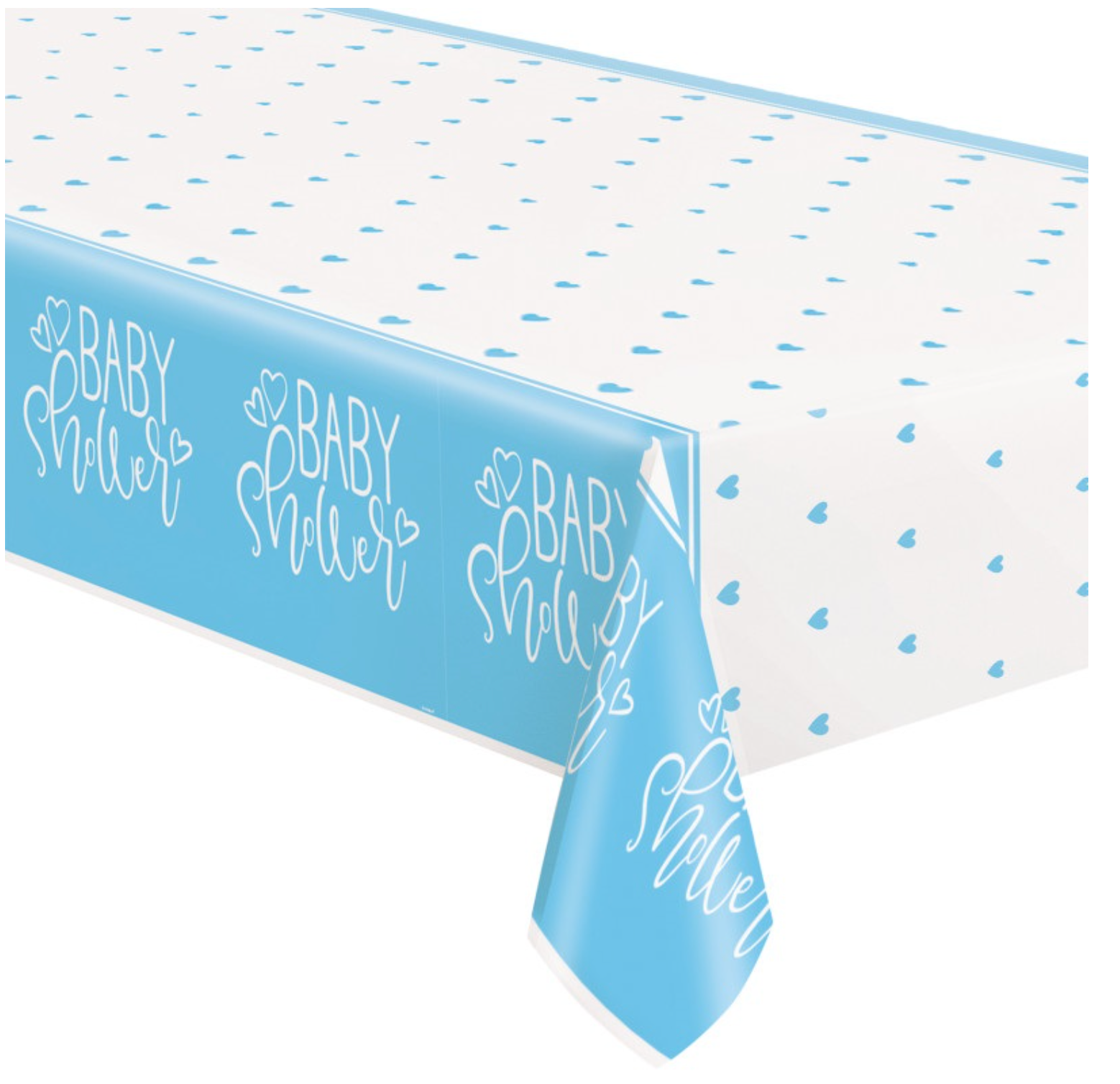 Blue Hearts Baby Shower Rectangular Plastic Table Cover 54in x 84in