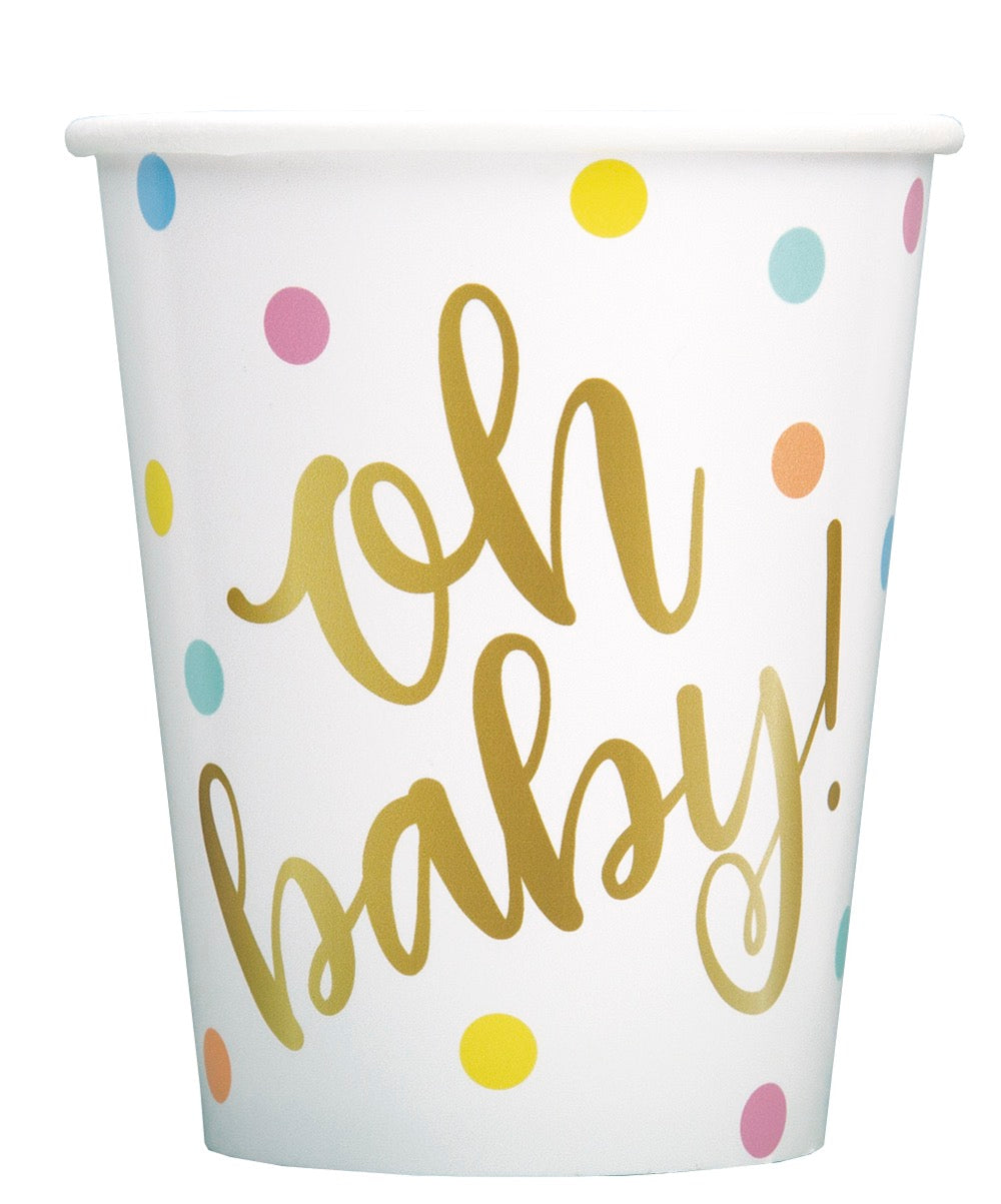 Oh Baby Gold 9oz Paper Cups 8ct