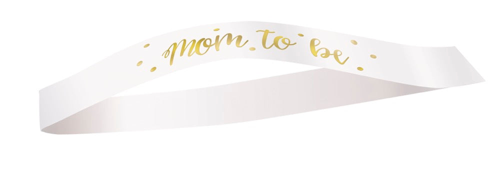 Gold Foil Mom to Be Satin Sash