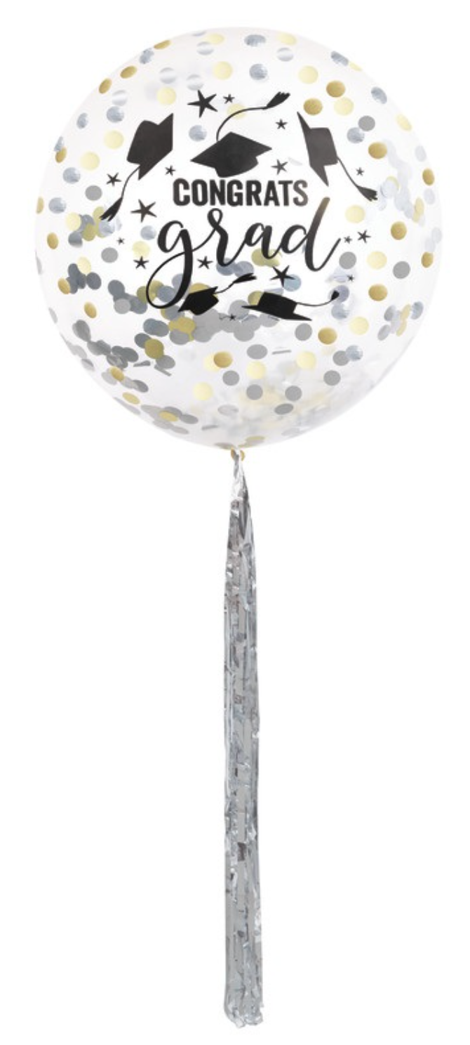 Golden Star Graduation Congrats Grad Confetti Filled 36 Latex Balloon with Foil Tassel Tail