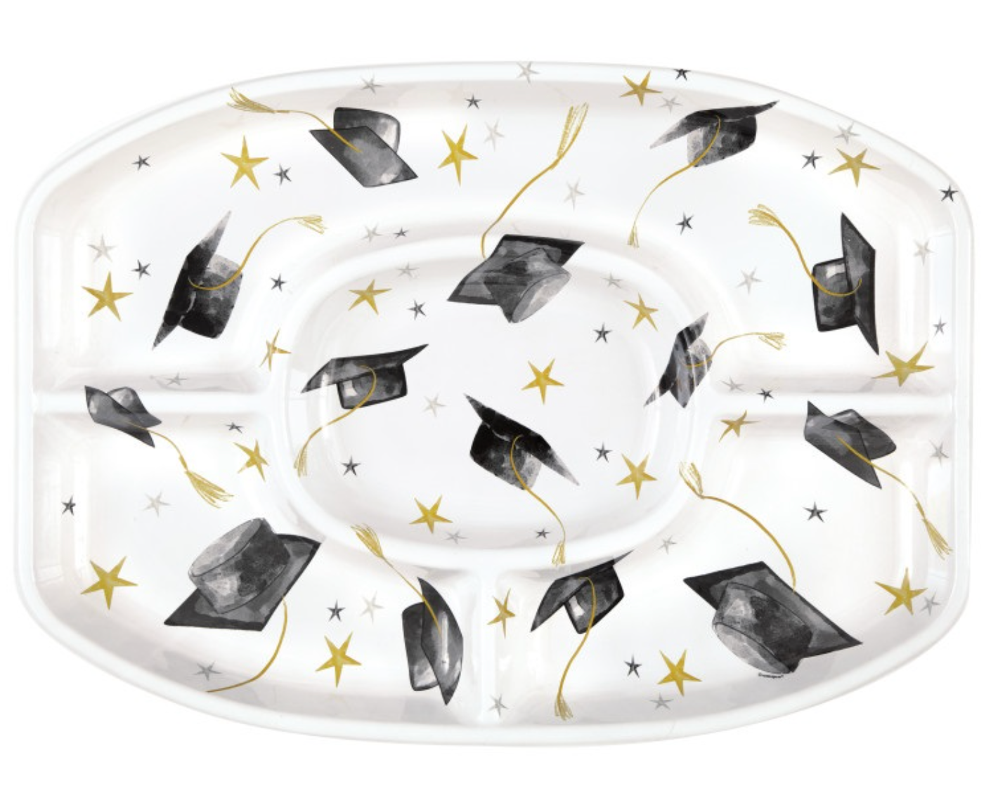 Golden Star Graduation Plastic Chip & Dip Platter