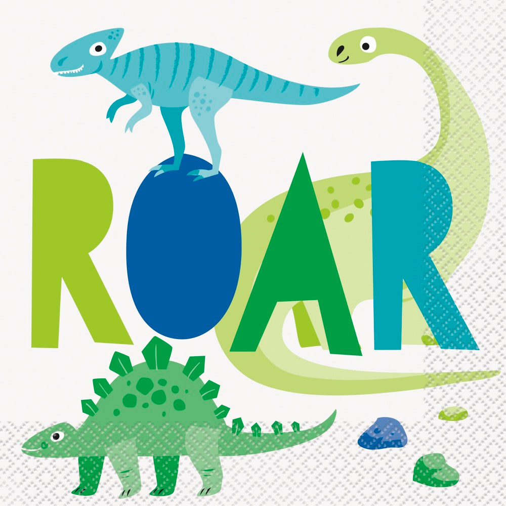 Blue & Green Dinosaur Luncheon Napkins 16ct