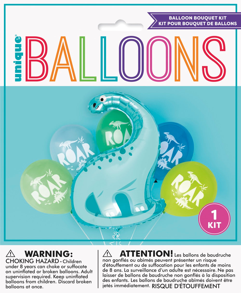 Dinosaur Giant Foil & Latex Balloon Bouquet Kit 6pc