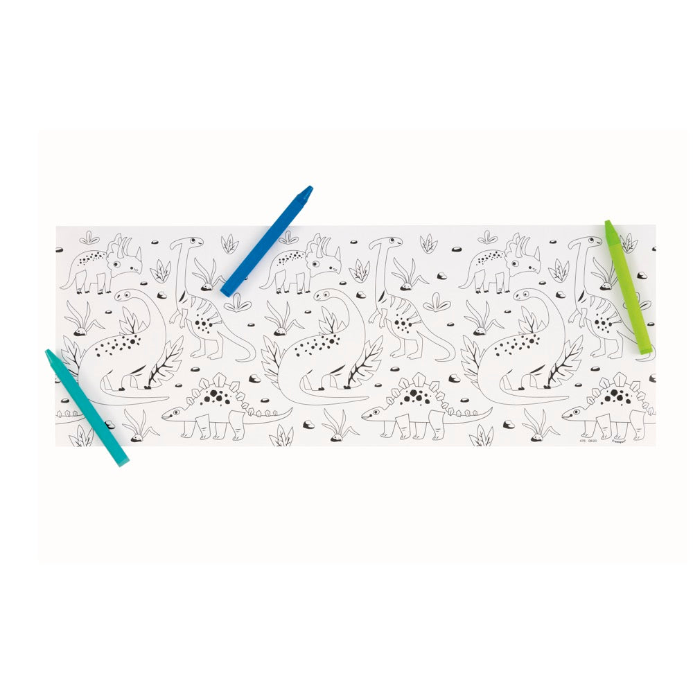 Blue & Green Dinosaur Coloring Rolls and Crayons 3ct