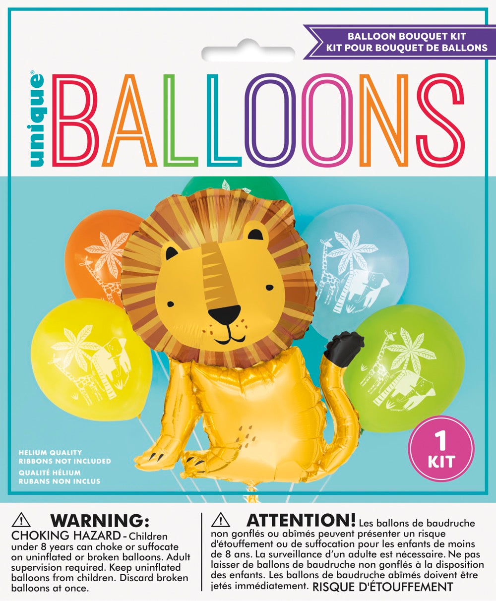 Lion Giant Foil & Latex Balloon Bouquet Kit 6pc