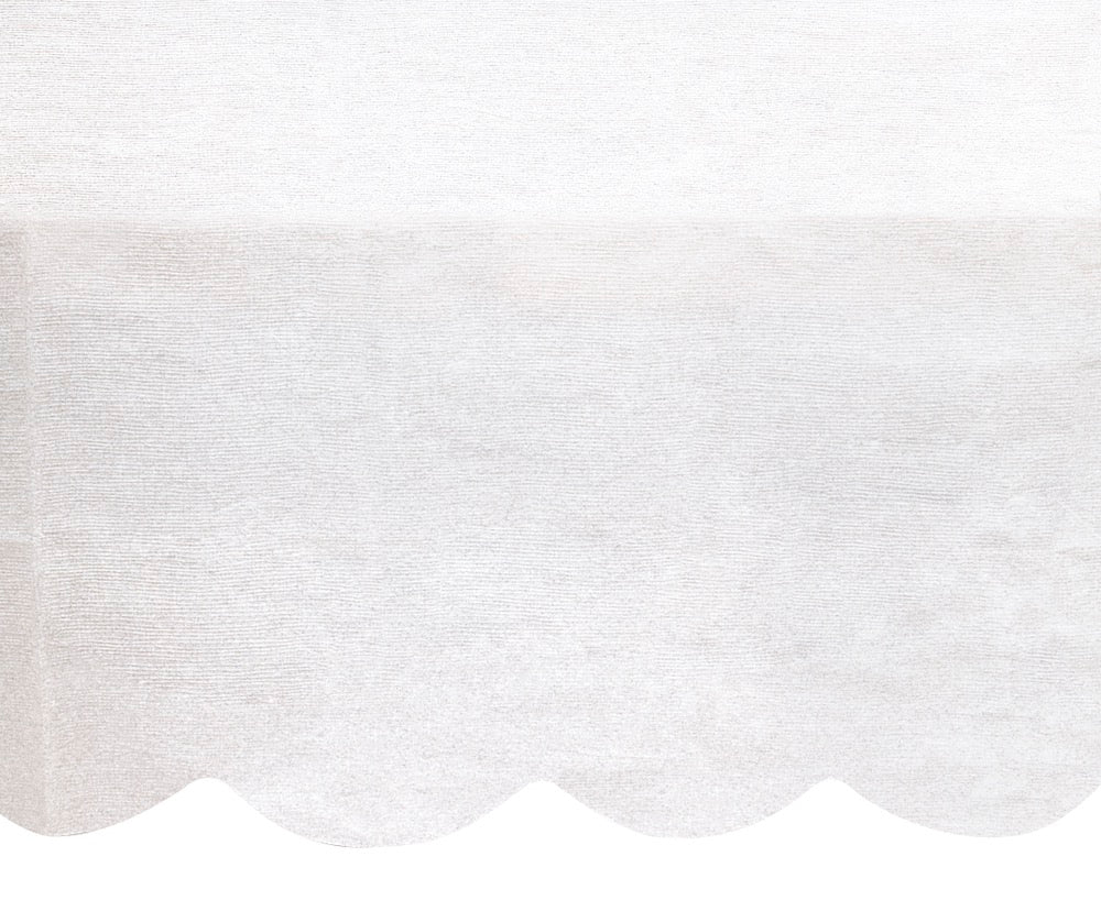 White Scalloped Paper Table Cover 54in x 108in