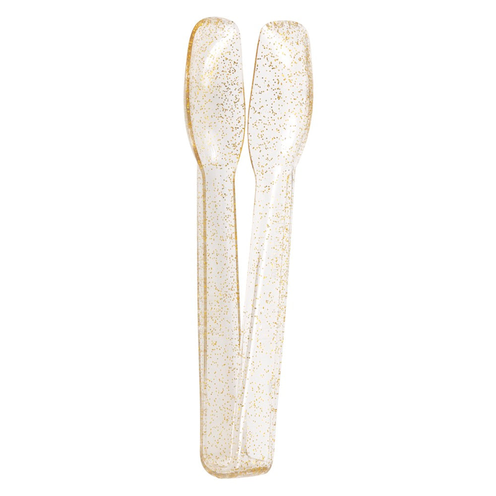 Gold Glitter Plastic Serving Tongs