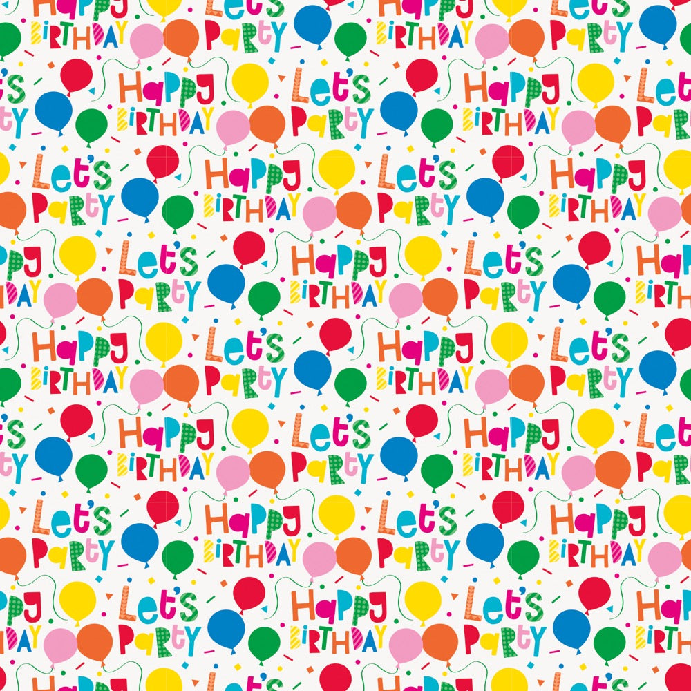 Colorful Balloons Let's Party Gift Wrap 30in x 5ft