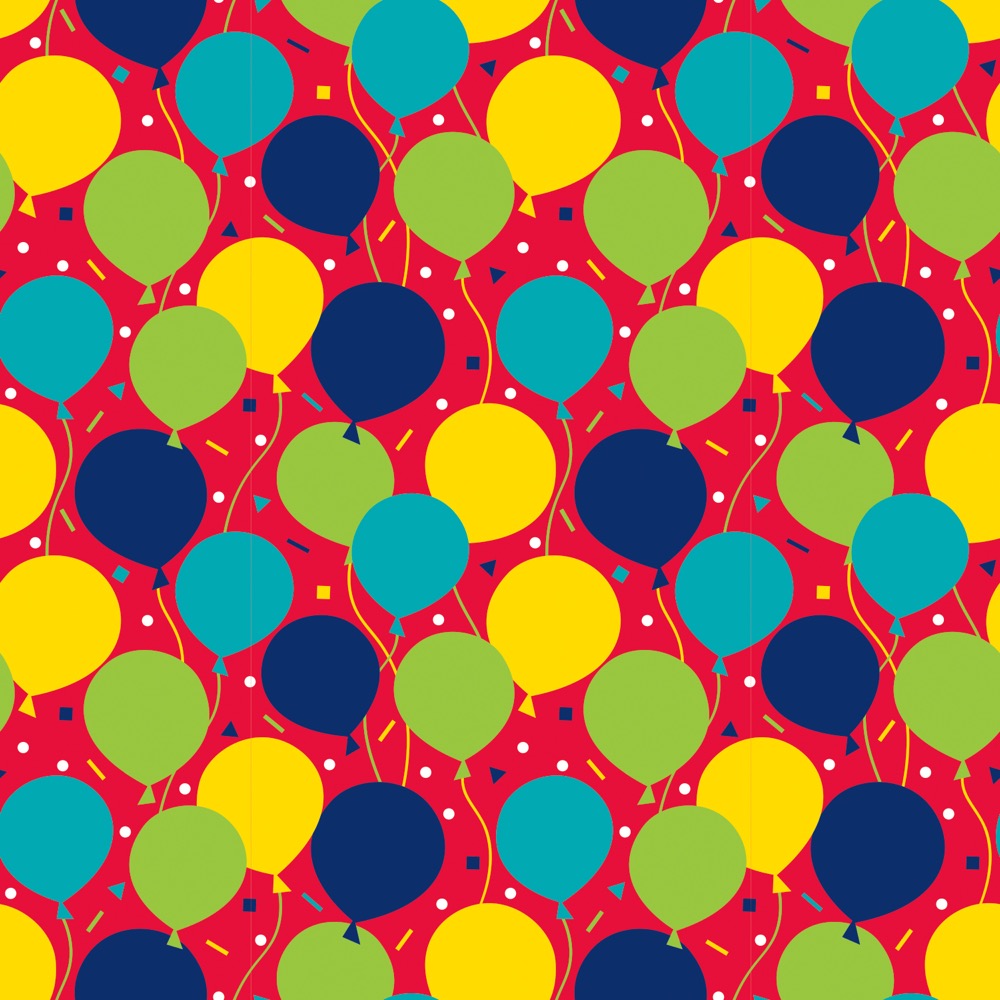 Balloon Party Birthday Gift Wrap 30in x 5ft