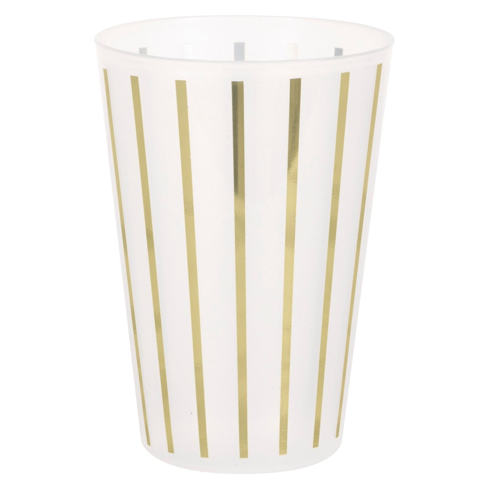 Gold Striped Frosted 16oz Reusable Plastic Cup 8ct - Foil Stamping
