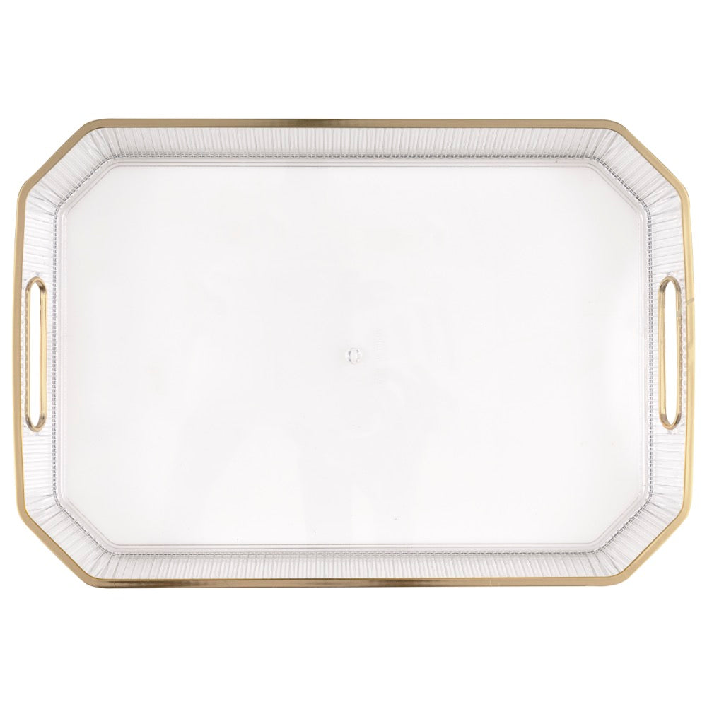 Clear Plastic Serving Tray with Gold Foil Edge