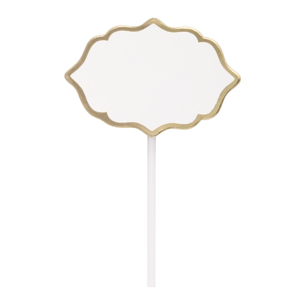 Write-On Charcuterie Paper Food Picks with Gold Foil Trim 10ct