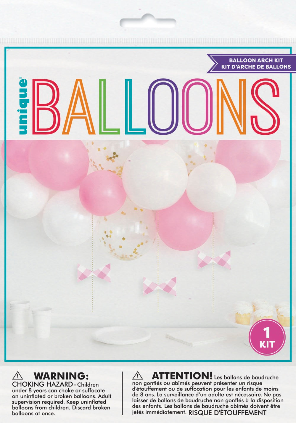 Pink Gingham 1st Birthday Balloon Arch Kit