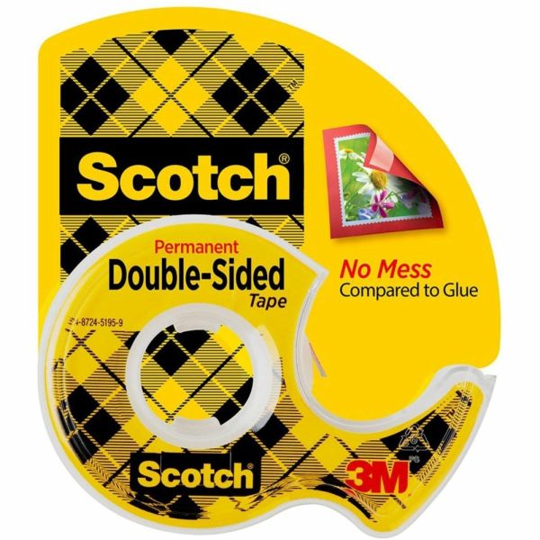 Scotch Double Sided Tape Dispensered Rolls, 1/2" x 250"