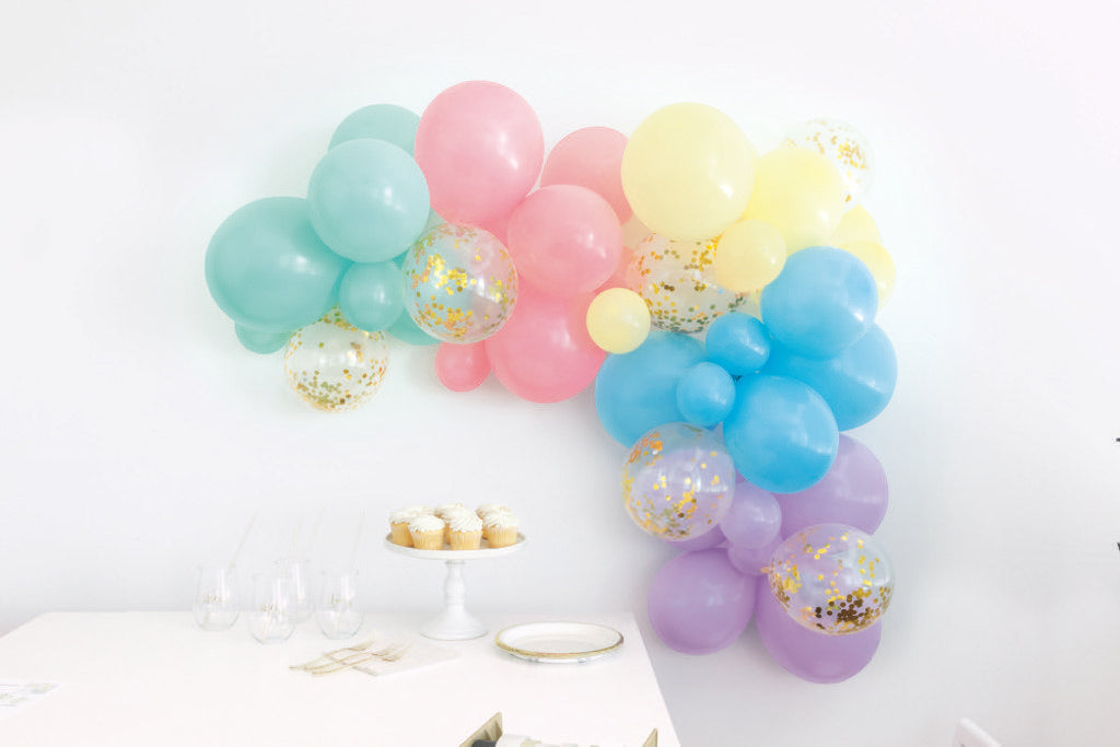 Pastel Assorted Foil Confetti & Latex Balloon Arch Kit 40pc