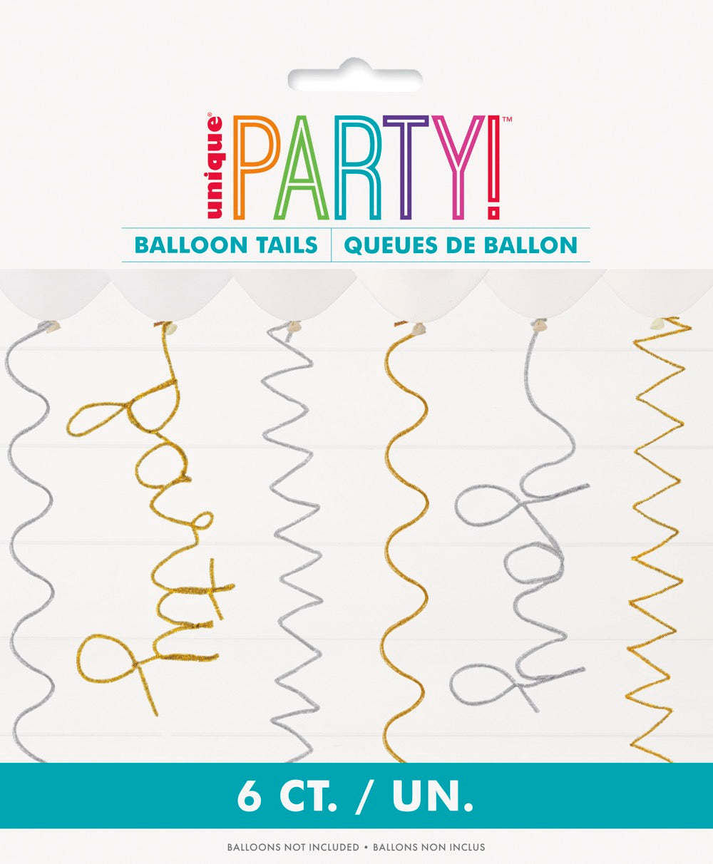 Silver & Gold Pipe Cleaner Balloon Tails 6ct
