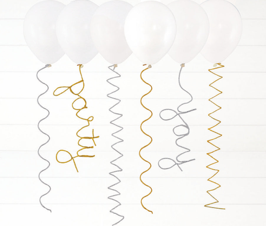 Silver & Gold Pipe Cleaner Balloon Tails 6ct