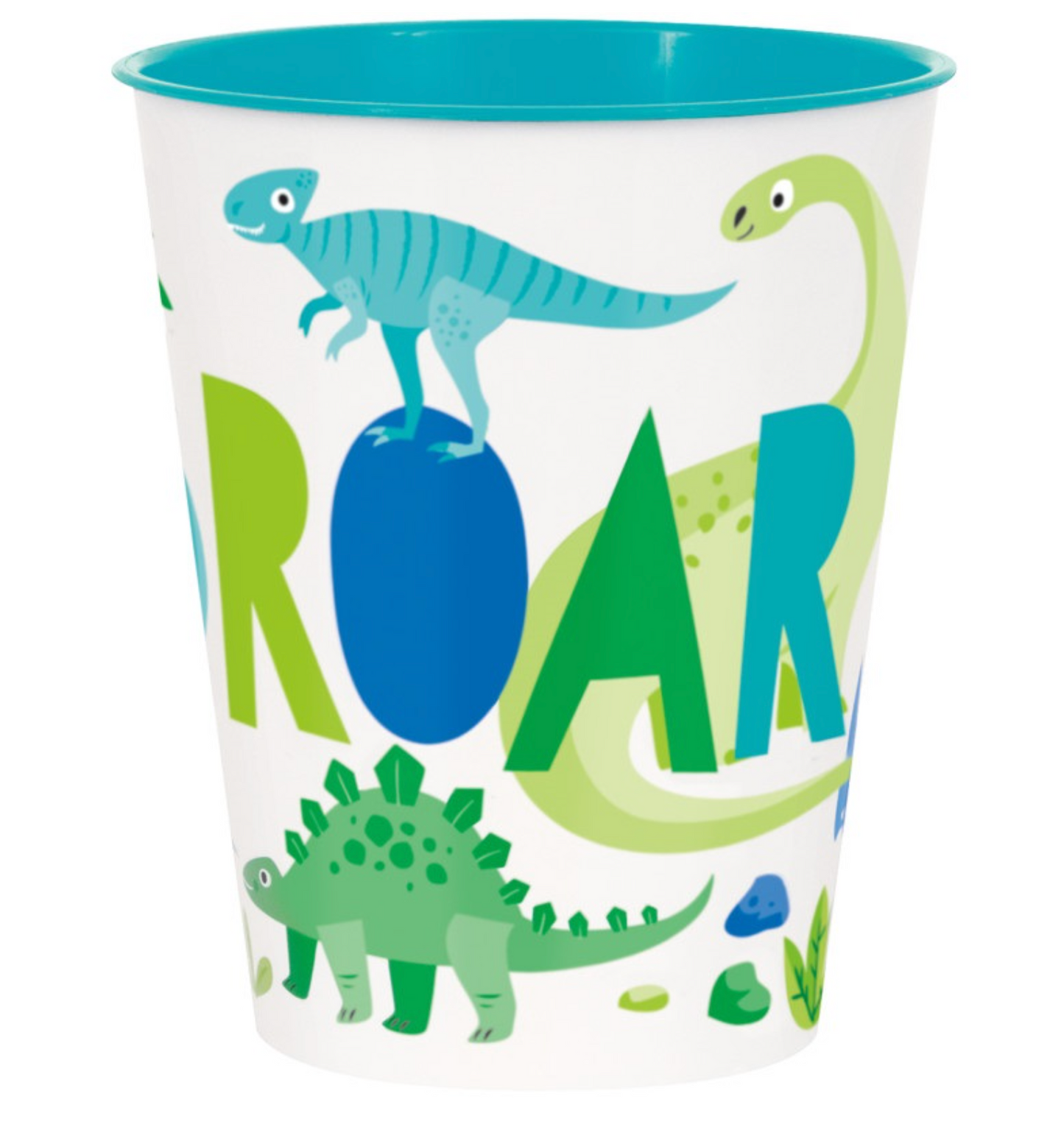 Blue & Green Dinosaur ROAR 10oz Plastic Stadium Cups 4ct