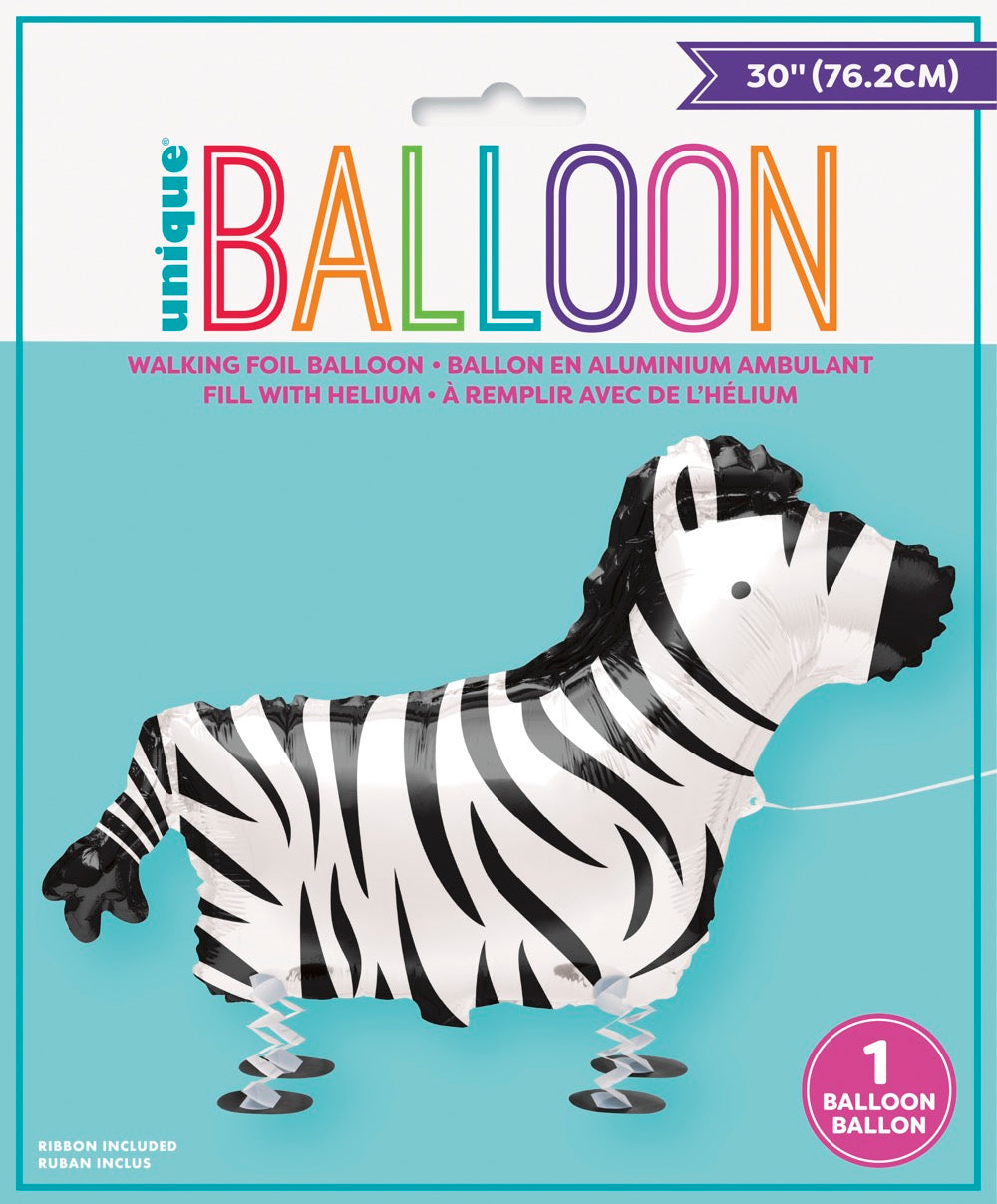 Walking Pet Zebra Foil Balloon