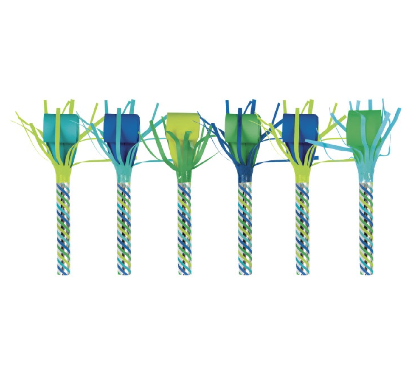 Blue & Green Dinosaur Fringed Party Blowouts 6ct