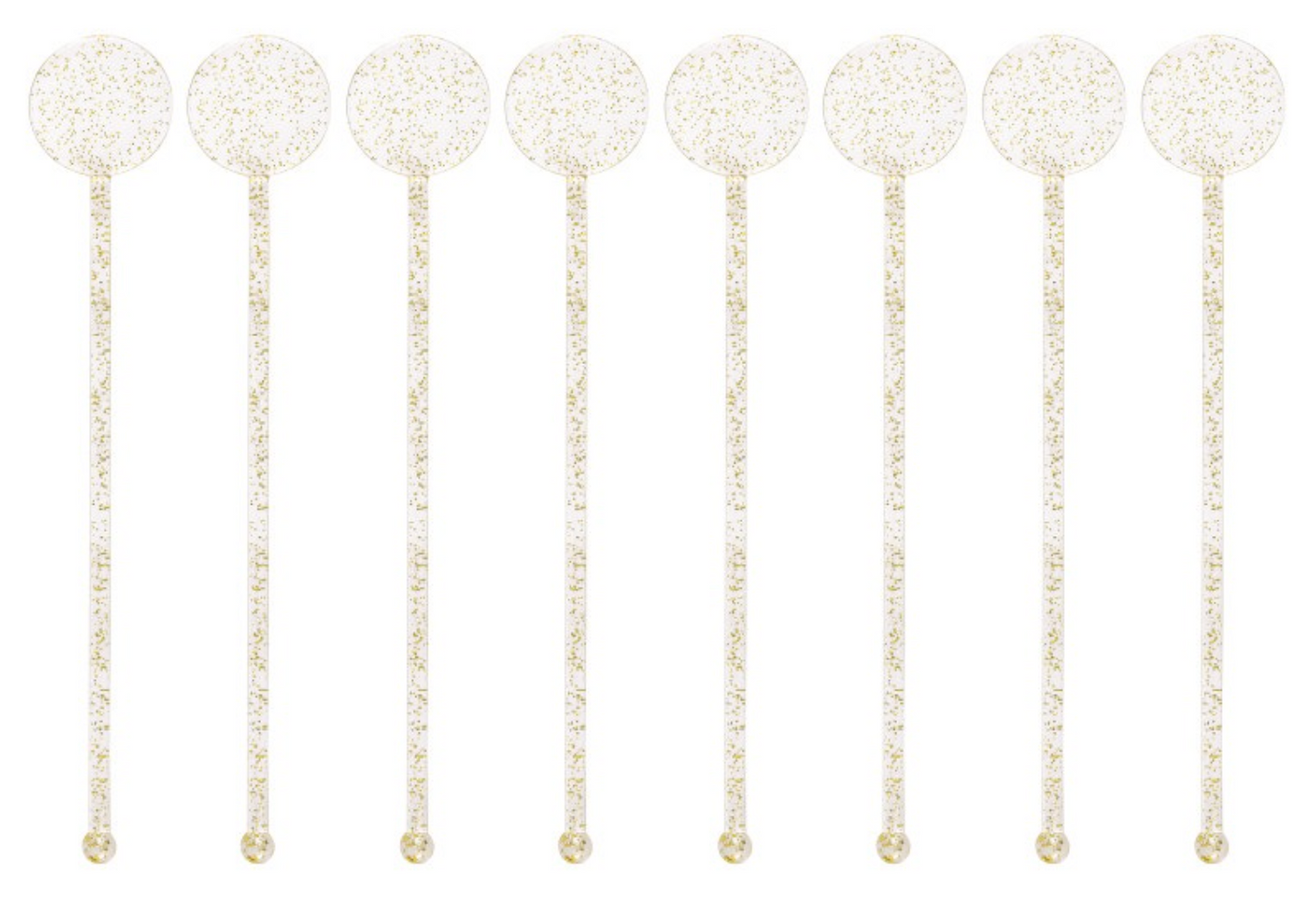 Plastic Gold Glitter Drink Stirrers 8ct