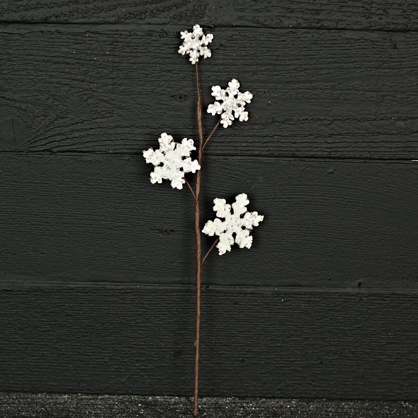 15in Glitter Wood Snowflake Pick