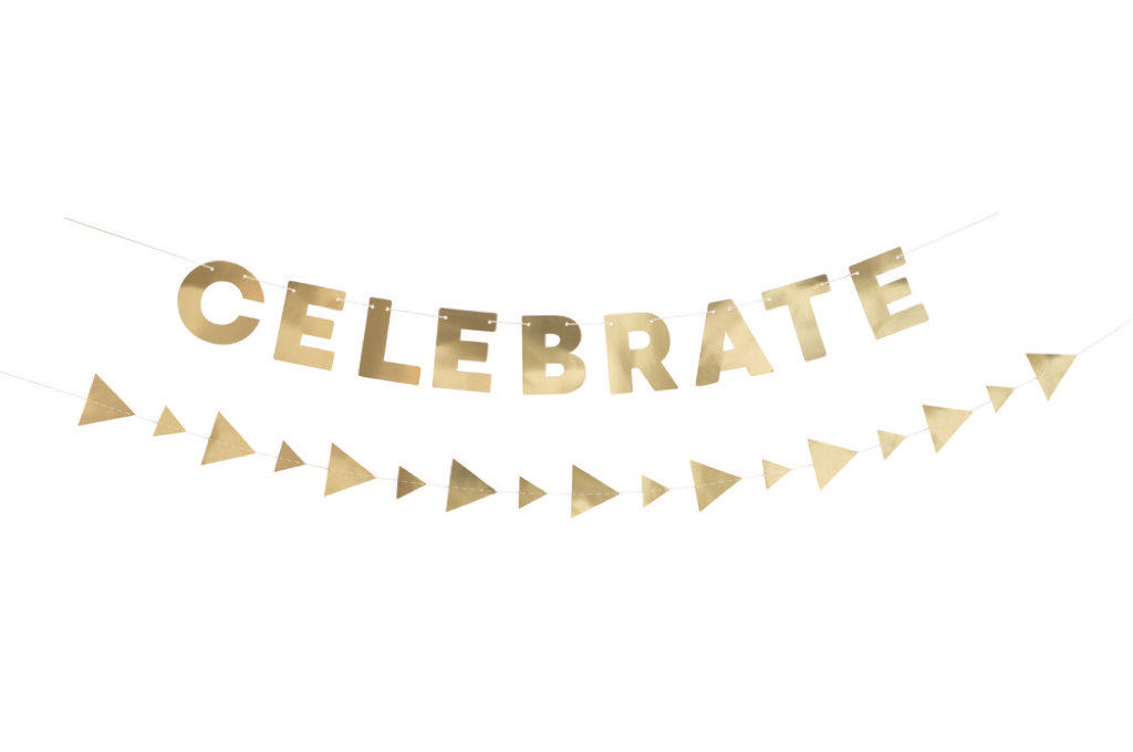 Gold Celebrate Paper Garland Set 2pc