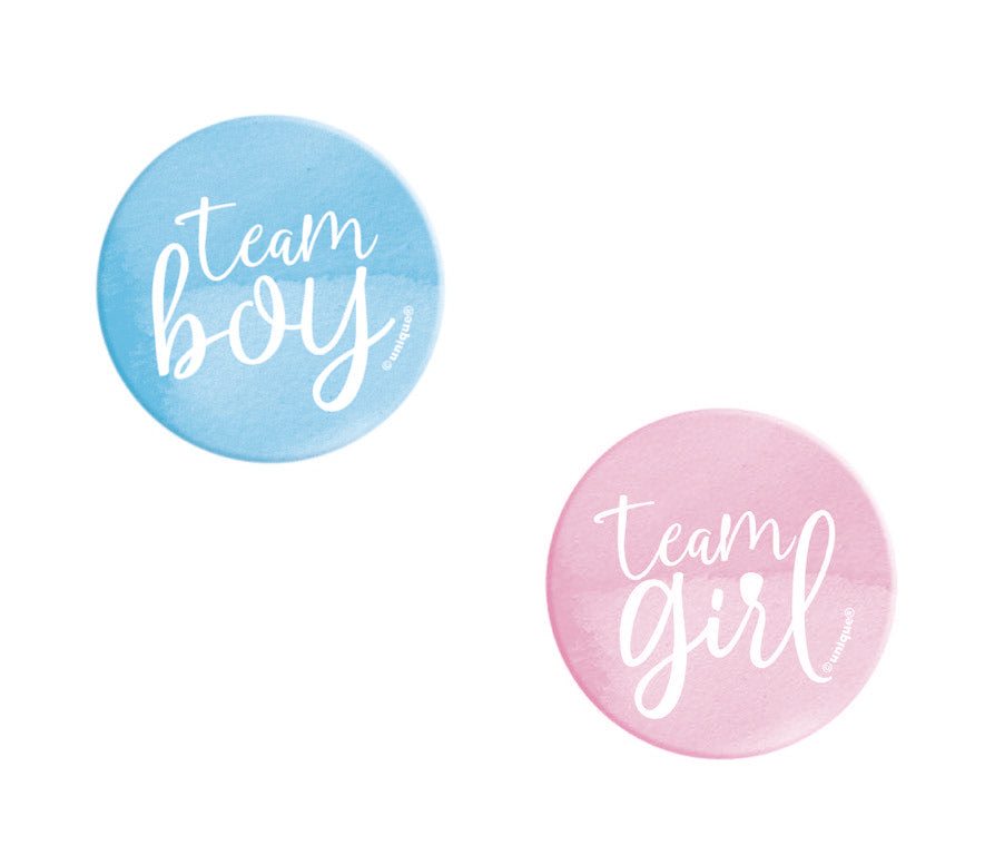 Team Boy or Team Girl Gender Reveal Buttons 10ct