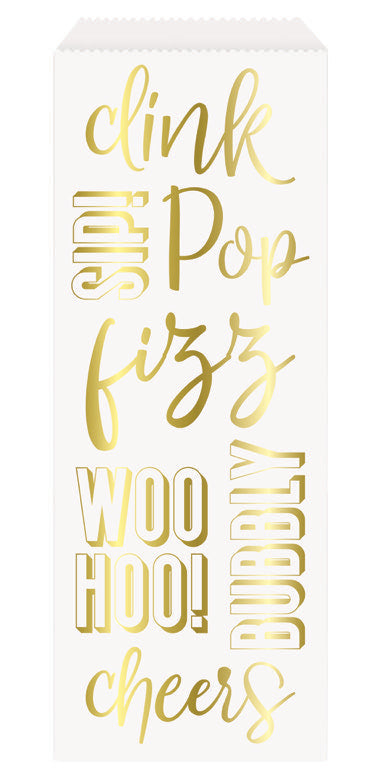 Gold Pop Fizz Clink Paper Booze Bottle Bags 3ct