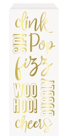 Gold Pop Fizz Clink Paper Booze Bottle Bags 3ct