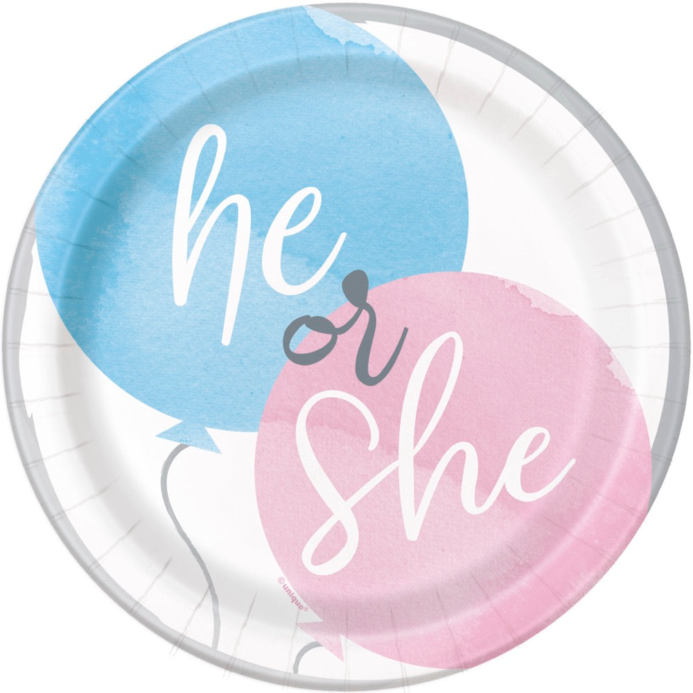 Gender Reveal Party Round 7in Dessert Plates 8ct