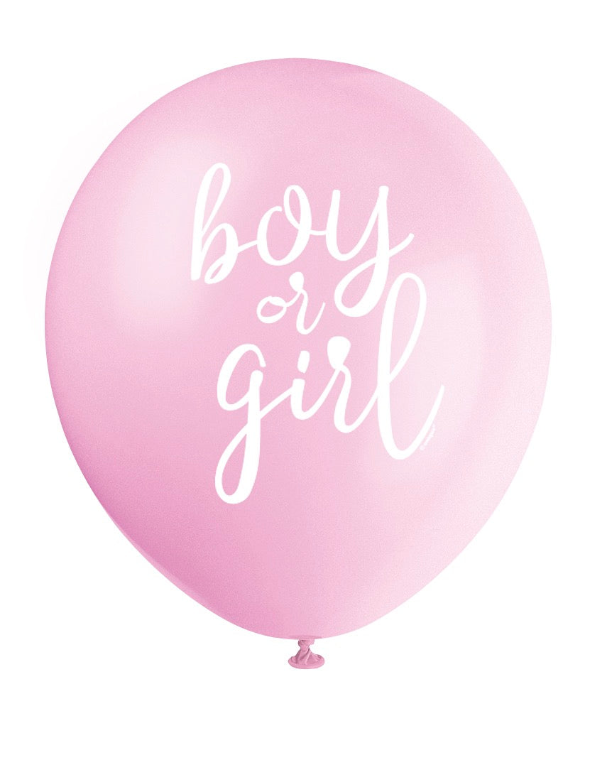 Boy or Girl Gender Reveal 12in Latex Balloons 8ct