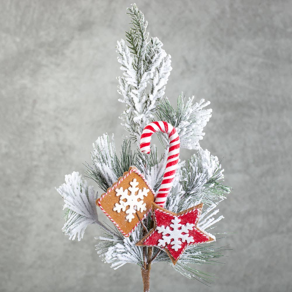 23” Gingerbread Cookies and Candy Cane Holliday Pine Spray