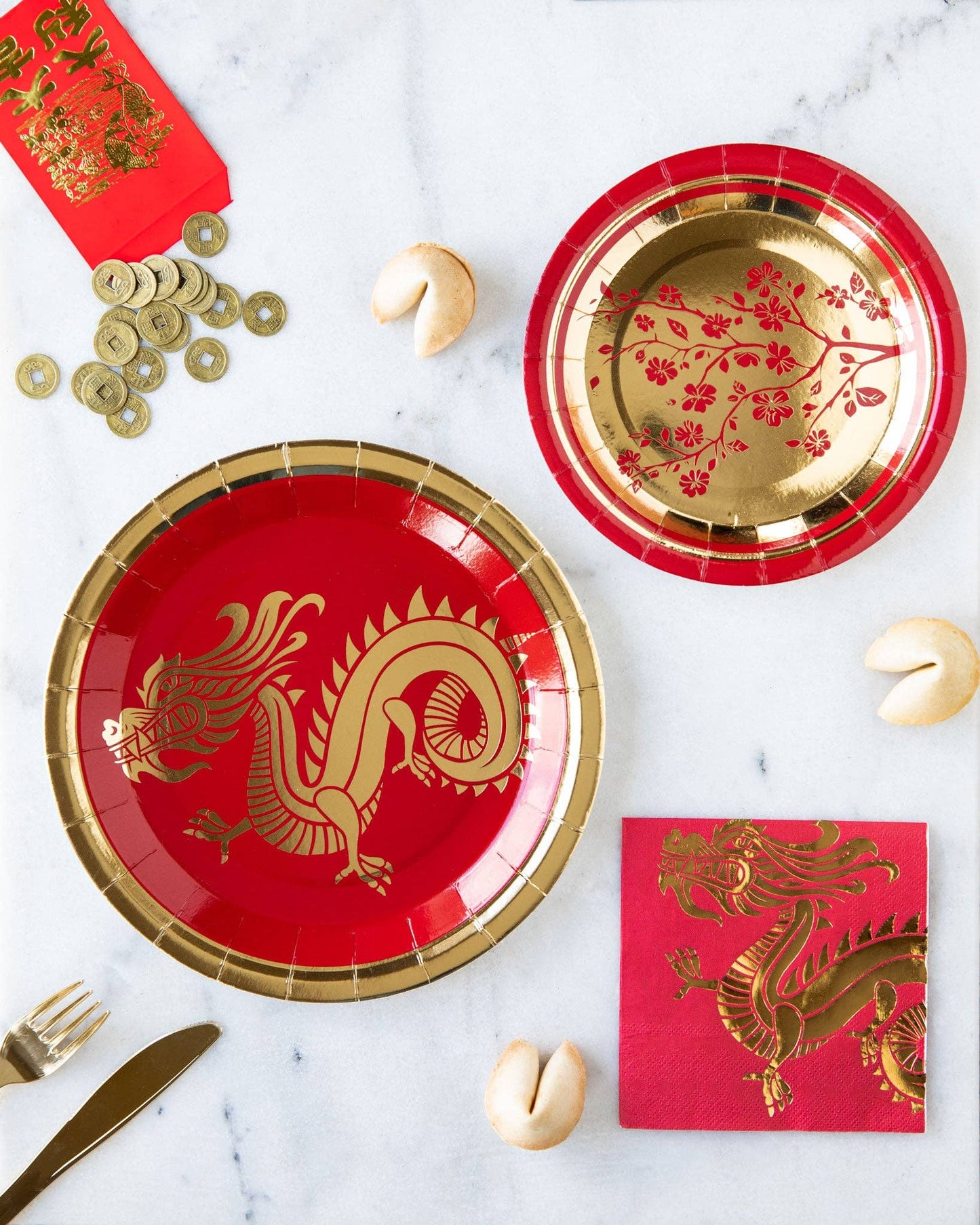Chinese New Year 7" Floral Plates 12ct