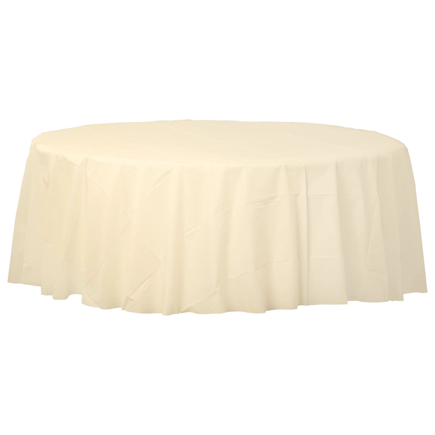 Vanilla Creme Plastic Round Table Cover 84"