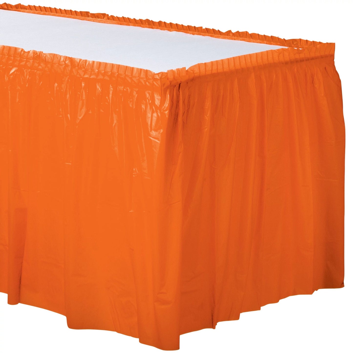 Orange Plastic Table Skirt 29" x 21 ft.
